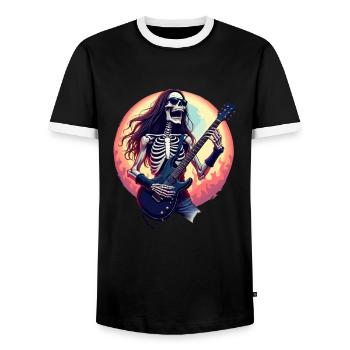 Heavy Metal Skeleton Sunglasses Headphones in Pop - Men's Ringer Shirt - black/white - Front - AI Model Female 172 light (172cm) & AI Model Male 178 light (178cm)
