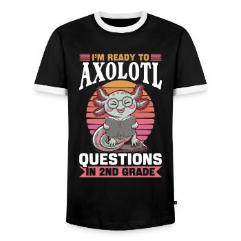 Axolotl Books Kawaii I'm Ready to 2nd Grade - Männer Kontrast-T-Shirt - Schwarz/Weiß - Vorne - AI Model Female 172 light (172cm) & AI Model Male 178 light (178cm)