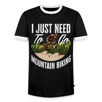 Je n’ai qu’à faire du VTT - T-shirt contrasté Homme - noir/blanc - Devant - AI Model Female 172 light (172cm) & AI Model Male 178 light (178cm)