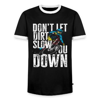 Lass Dich Nicht Vom Dreck Aufhalten Mountainbike - Männer Kontrast-T-Shirt - Schwarz/Weiß - Vorne - AI Model Female 172 light (172cm) & AI Model Male 178 light (178cm)