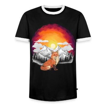 Natur Sonnenuntergang Fuchs Füchse Gebirge Berge - Männer Kontrast-T-Shirt - Schwarz/Weiß - Vorne - AI Model Female 172 light (172cm) & AI Model Male 178 light (178cm)