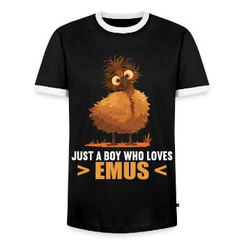 Emus Emu - Men's Ringer Shirt - black/white - Front - AI Model Female 172 light (172cm) & AI Model Male 178 light (178cm)
