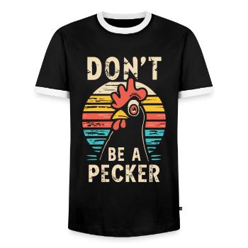 Chicken Don't Be A Pecker - Männer Kontrast-T-Shirt - Schwarz/Weiß - Vorne - AI Model Female 172 light (172cm) & AI Model Male 178 light (178cm)