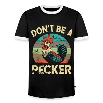 Chicken Don't Be A Pecker - Männer Kontrast-T-Shirt - Schwarz/Weiß - Vorne - AI Model Female 172 light (172cm) & AI Model Male 178 light (178cm)
