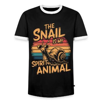 L’escargot est mon animal de pouvoir - T-shirt contrasté Homme - noir/blanc - Devant - AI Model Female 172 light (172cm) & AI Model Male 178 light (178cm)