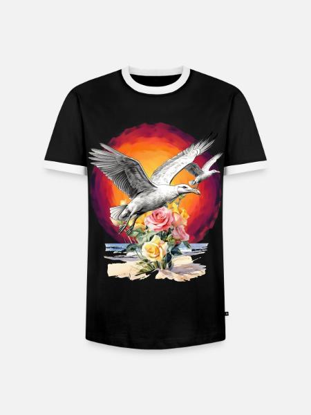 Seagulls Seagull Seagulls Maritime Sunset - Men's Ringer Shirt - black/white