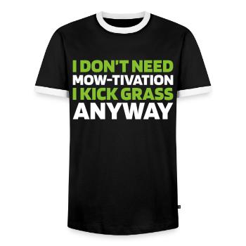 Rasenmäher Mähen - Männer Kontrast-T-Shirt - Schwarz/Weiß - Vorne - AI Model Female 172 light (172cm) & AI Model Male 178 light (178cm)