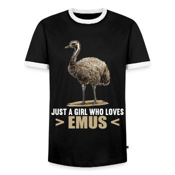 Emus Emu - Men's Ringer Shirt - black/white - Front - AI Model Female 172 light (172cm) & AI Model Male 178 light (178cm)