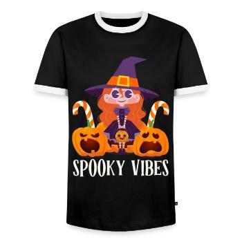 Fête d’Halloween AMBIANCE EFFRAYANTE Drôle Halloween - T-shirt contrasté Homme - noir/blanc - Devant - AI Model Female 172 light (172cm) & AI Model Male 178 light (178cm)