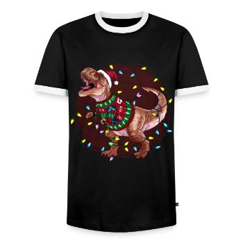 Dinosaure Moche Noël Noël Père Noël - T-shirt contrasté Homme - noir/blanc - Devant - AI Model Female 172 light (172cm) & AI Model Male 178 light (178cm)