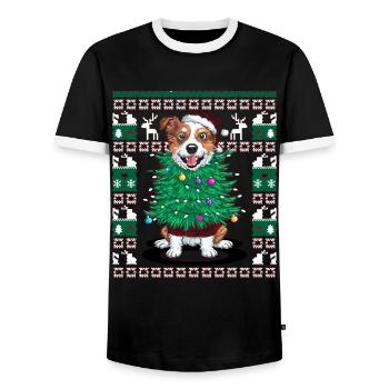 chien moche Noël Noël Père Noël - T-shirt contrasté Homme - noir/blanc - Devant - AI Model Female 172 light (172cm) & AI Model Male 178 light (178cm)
