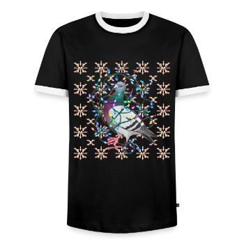 oiseau moche Noël Noël Père Noël - T-shirt contrasté Homme - noir/blanc - Devant - AI Model Female 172 light (172cm) & AI Model Male 178 light (178cm)