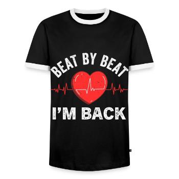 Heart Bypass Heart Attack Heart Surgery - Men's Ringer Shirt - black/white - Front - AI Model Female 172 light (172cm) & AI Model Male 178 light (178cm)