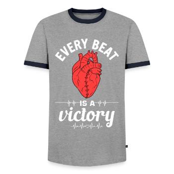 Heart Bypass Heart Attack Heart Surgery - Men's Ringer Shirt - grey/navy  - Front - AI Model Female 172 light (172cm) & AI Model Male 178 light (178cm)