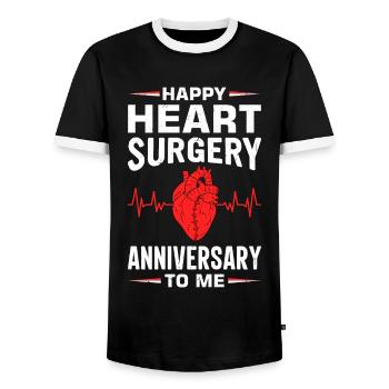 Heart Bypass Heart Attack Heart Surgery - Men's Ringer Shirt - black/white - Front - AI Model Female 172 light (172cm) & AI Model Male 178 light (178cm)