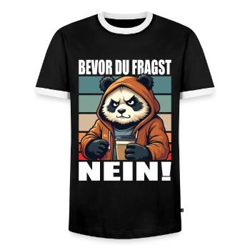 Before You Ask No Funny Saying Panda - Men's Ringer Shirt - black/white - Front - AI Model Female 172 light (172cm) & AI Model Male 178 light (178cm)