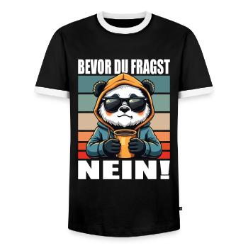 Before You Ask No Funny Saying Panda - Men's Ringer Shirt - black/white - Front - AI Model Female 172 light (172cm) & AI Model Male 178 light (178cm)