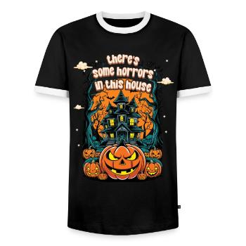 Theres Some Horrors In This House - Men's Ringer Shirt - black/white - Front - AI Model Female 172 light (172cm) & AI Model Male 178 light (178cm)