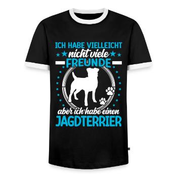 Hunting Terrier is my friend German Hunting Dog - Men's Ringer Shirt - black/white - Front - AI Model Female 172 light (172cm) & AI Model Male 178 light (178cm)