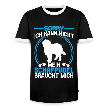 mouton caniche a besoin de moi vieux chien de berger allemand - T-shirt contrasté Homme - noir/blanc - Devant - AI Model Female 172 light (172cm) & AI Model Male 178 light (178cm)