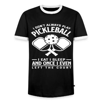 Pickleball, I eat, sleep, and once I left - Men's Ringer Shirt - black/white - Front - AI Model Female 172 light (172cm) & AI Model Male 178 light (178cm)