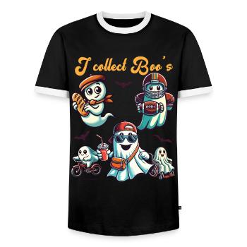 Funny Ghost Collectible Vintage Retro Design - Men's Ringer Shirt - black/white - Front - AI Model Female 172 light (172cm) & AI Model Male 178 light (178cm)