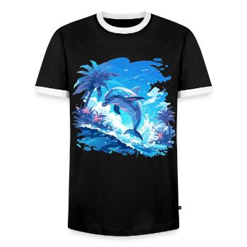 Dauphin Dauphins Dauphin - T-shirt contrasté Homme - noir/blanc - Devant - AI Model Female 172 light (172cm) & AI Model Male 178 light (178cm)