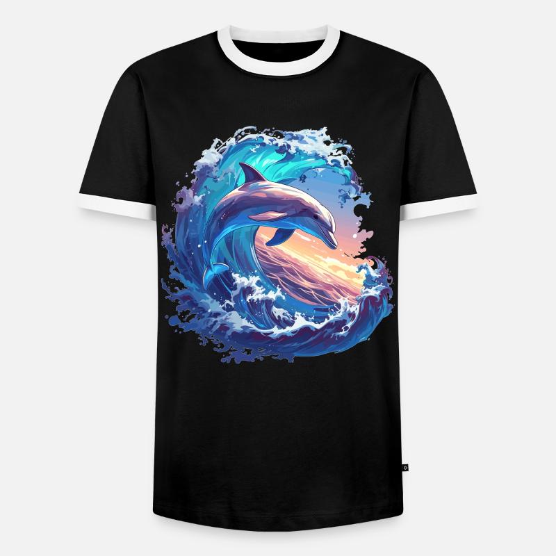 Dolphin Dolphins Dolphin - Men's Ringer Shirt - black/white