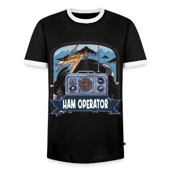 Stolzer Amateurfunk-betreiber - Männer Kontrast-T-Shirt - Schwarz/Weiß - Vorne - AI Model Female 172 light (172cm) & AI Model Male 178 light (178cm)