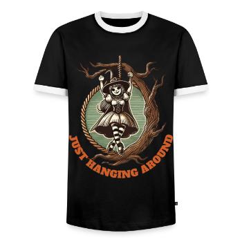 Juste traîner drôle de dicton d’Halloween - T-shirt contrasté Homme - noir/blanc - Devant - AI Model Female 172 light (172cm) & AI Model Male 178 light (178cm)