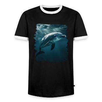 Dauphin Dauphins Dauphin - T-shirt contrasté Homme - noir/blanc - Devant - AI Model Female 172 light (172cm) & AI Model Male 178 light (178cm)