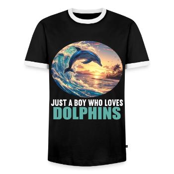 Dauphin Dauphins Dauphin - T-shirt contrasté Homme - noir/blanc - Devant - AI Model Female 172 light (172cm) & AI Model Male 178 light (178cm)