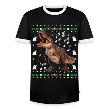 Dinosaure Moche Noël Noël Trex - T-shirt contrasté Homme - noir/blanc - Devant - AI Model Female 172 light (172cm) & AI Model Male 178 light (178cm)
