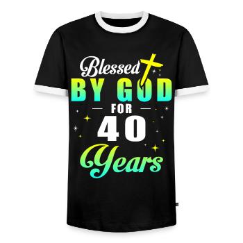 40th birthday god 40 years - Men's Ringer Shirt - black/white - Front - AI Model Female 172 light (172cm) & AI Model Male 178 light (178cm)