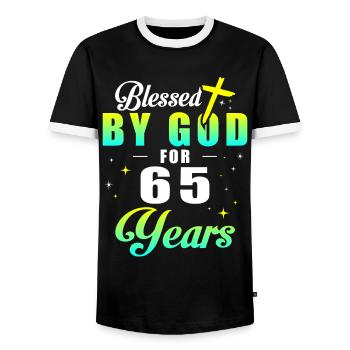 65. Geburtstag Gott 65 Jahren - Männer Kontrast-T-Shirt - Schwarz/Weiß - Vorne - AI Model Female 172 light (172cm) & AI Model Male 178 light (178cm)