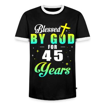 45. Geburtstag gott 45 jahren - Männer Kontrast-T-Shirt - Schwarz/Weiß - Vorne - AI Model Female 172 light (172cm) & AI Model Male 178 light (178cm)