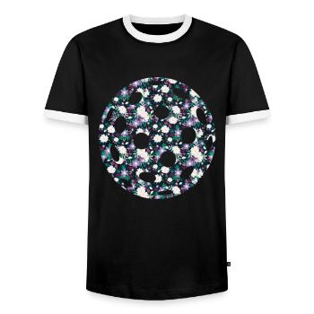 Floral Pattern Spring Nature Round - Men's Ringer Shirt - black/white - Front - AI Model Female 172 light (172cm) & AI Model Male 178 light (178cm)