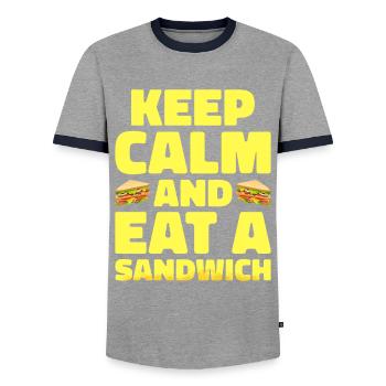 Sandwich Liebhaber Fast Food Liebhaber - Männer Kontrast-T-Shirt - Grau/Navy  - Vorne - AI Model Female 172 light (172cm) & AI Model Male 178 light (178cm)
