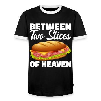 Sandwich Lovers Fast Food Lovers - Men's Ringer Shirt - black/white - Front - AI Model Female 172 light (172cm) & AI Model Male 178 light (178cm)