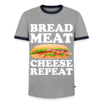 Sandwich Liebhaber Fast Food Liebhaber - Männer Kontrast-T-Shirt - Grau/Navy  - Vorne - AI Model Female 172 light (172cm) & AI Model Male 178 light (178cm)