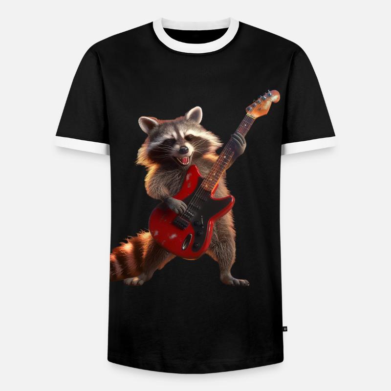 Waschbär - Männer Kontrast-T-Shirt - Schwarz/Weiß