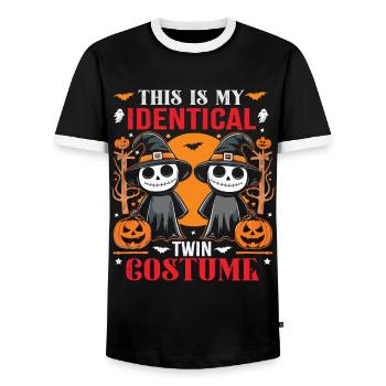 Halloween Costume Kids THIS IS MY IDENTICAL TWIN - Men's Ringer Shirt - black/white - Front - AI Model Female 172 light (172cm) & AI Model Male 178 light (178cm)