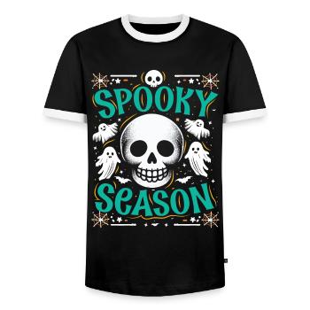 Halloween Kostüm Kinder SPOOKY SEASON Lustiges - Männer Kontrast-T-Shirt - Schwarz/Weiß - Vorne - AI Model Female 172 light (172cm) & AI Model Male 178 light (178cm)