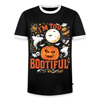 Costume d’Halloween Enfants JE SUIS TROP BOOTIFUL Drôle - T-shirt contrasté Homme - noir/blanc - Devant - AI Model Female 172 light (172cm) & AI Model Male 178 light (178cm)