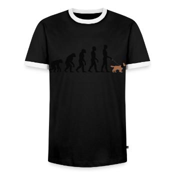 Cocker Spaniel - T-shirt contrasté Homme - noir/blanc - Devant - AI Model Female 172 light (172cm) & AI Model Male 178 light (178cm)