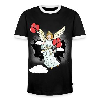 Ange du ciel Céleste au-delà de la réincarnation - T-shirt contrasté Homme - noir/blanc - Devant - AI Model Female 172 light (172cm) & AI Model Male 178 light (178cm)