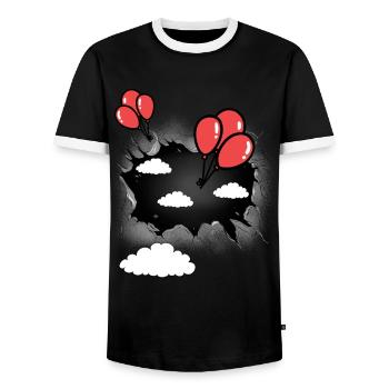 Clouds Cloud Celestial Balloons Balloon Flying - Men's Ringer Shirt - black/white - Front - AI Model Female 172 light (172cm) & AI Model Male 178 light (178cm)