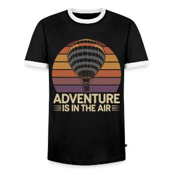 Hot Air Balloon Adventure Is In The Air - Men's Ringer Shirt - black/white - Front - AI Model Female 172 light (172cm) & AI Model Male 178 light (178cm)
