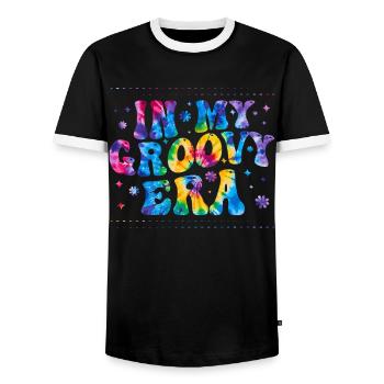 Groovy Tie Dye Friedens Liebeszeichen Retro Hippie - Männer Kontrast-T-Shirt - Schwarz/Weiß - Vorne - AI Model Female 172 light (172cm) & AI Model Male 178 light (178cm)