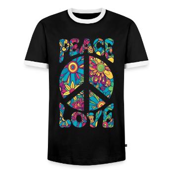 Groovy Tie Dye Friedens Liebeszeichen Retro Hippie - Männer Kontrast-T-Shirt - Schwarz/Weiß - Vorne - AI Model Female 172 light (172cm) & AI Model Male 178 light (178cm)
